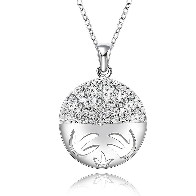 Wholesale Trendy Silver Round CZ Necklace TGSPN430