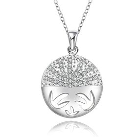 Wholesale Trendy Silver Round CZ Necklace TGSPN430