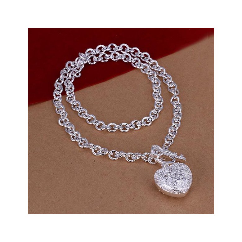 Wholesale Trendy Silver Heart Necklace TGSPN529