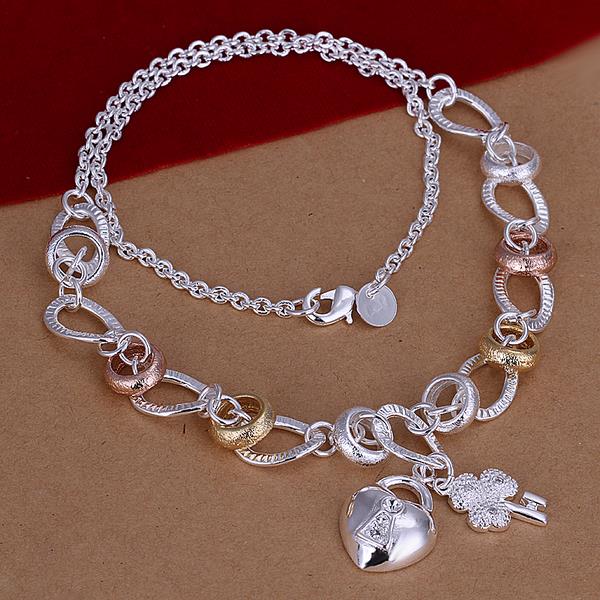 Wholesale Romantic Silver Heart Necklace TGSPN043