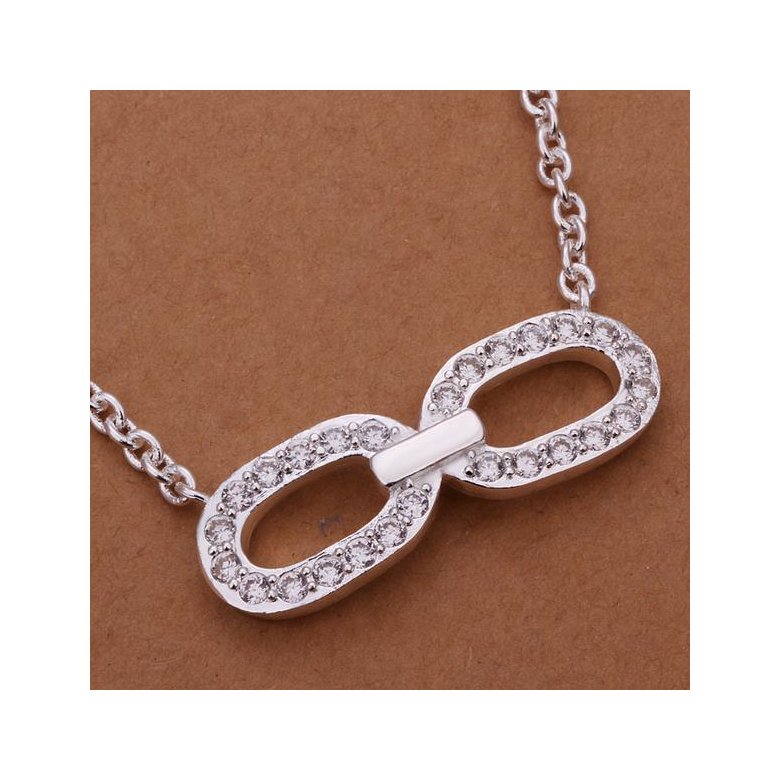 Wholesale Romantic Silver Bowknot CZ Necklace TGSPN104