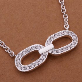 Wholesale Romantic Silver Bowknot CZ Necklace TGSPN104