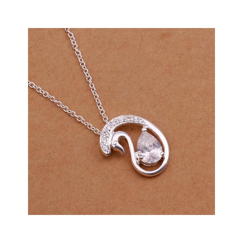 Wholesale Classic Silver Round CZ Necklace TGSPN222