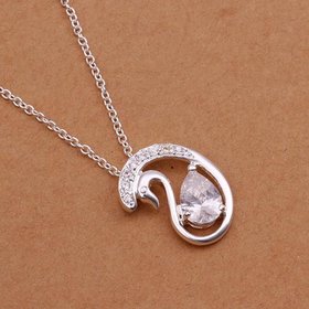 Wholesale Classic Silver Round CZ Necklace TGSPN222