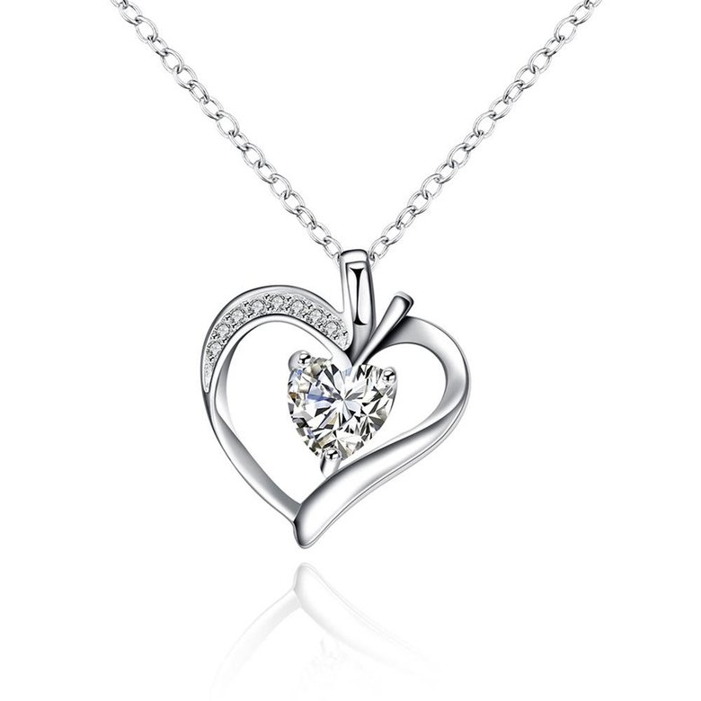 Wholesale Classic Silver Heart CZ Necklace TGSPN231
