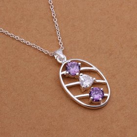 Wholesale Classic Silver Round CZ Necklace TGSPN235