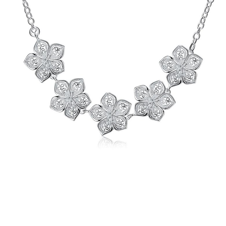 Wholesale Romantic Silver Plant Necklace TGSPN243