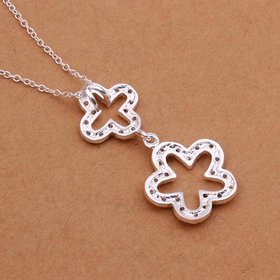 Wholesale Romantic Silver Plant CZ Necklace TGSPN263