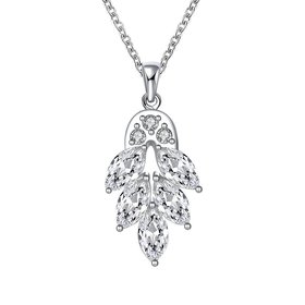 Wholesale Trendy Silver Plant CZ Necklace TGSPN297