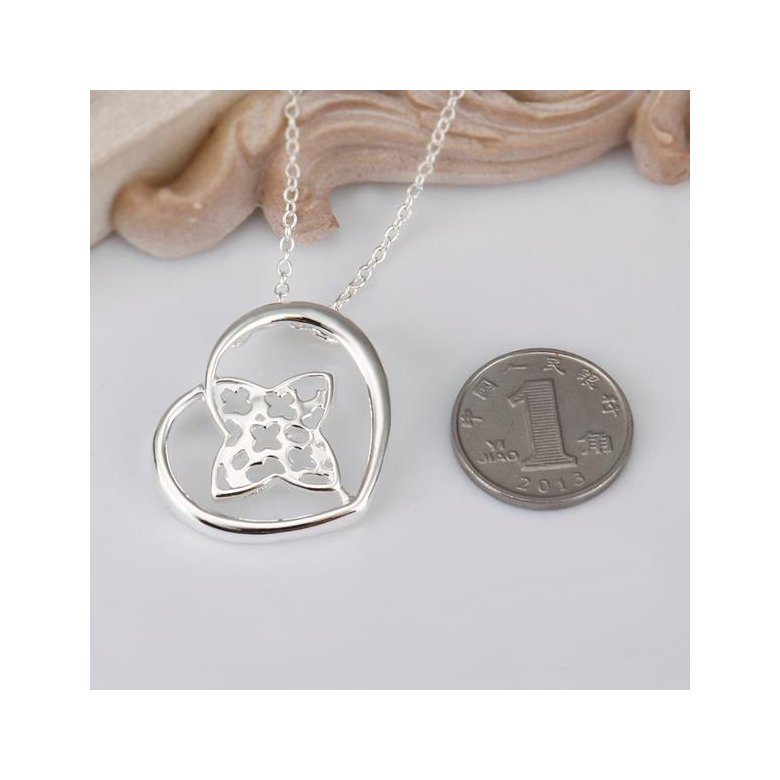 Wholesale Romantic Silver Heart CZ Necklace TGSPN307