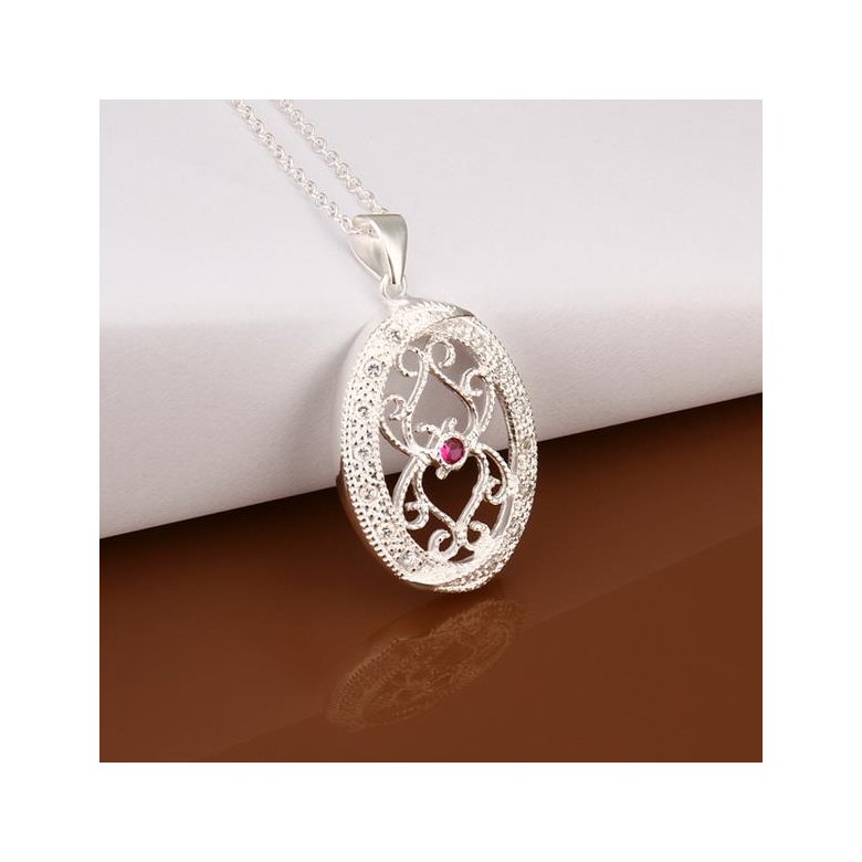 Wholesale Classic Silver Round CZ Necklace TGSPN359