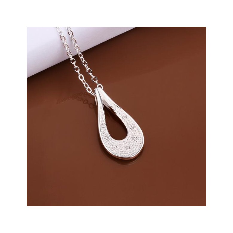 Wholesale Classic Silver Water Drop CZ Necklace TGSPN363