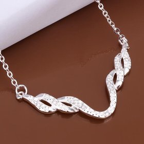 Wholesale Romantic Silver Plant CZ Necklace TGSPN373