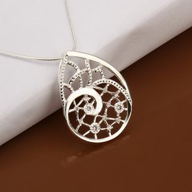 Wholesale Trendy Silver Plant CZ Necklace TGSPN380