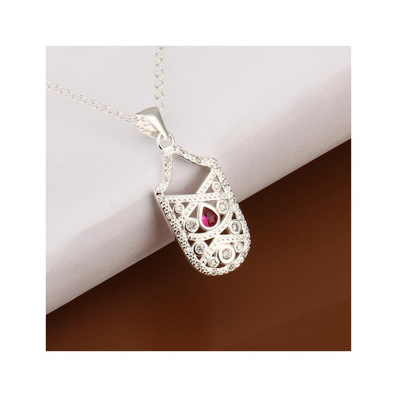 Wholesale Trendy Silver Geometric CZ Necklace TGSPN382