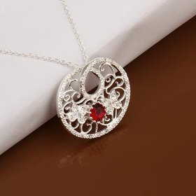 Wholesale Trendy Silver Plant CZ Necklace TGSPN408