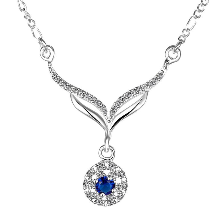 Wholesale Romantic Silver Geometric CZ Necklace TGSPN451