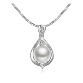 Wholesale Trendy Silver Water Drop Pearl Necklace TGSPN481