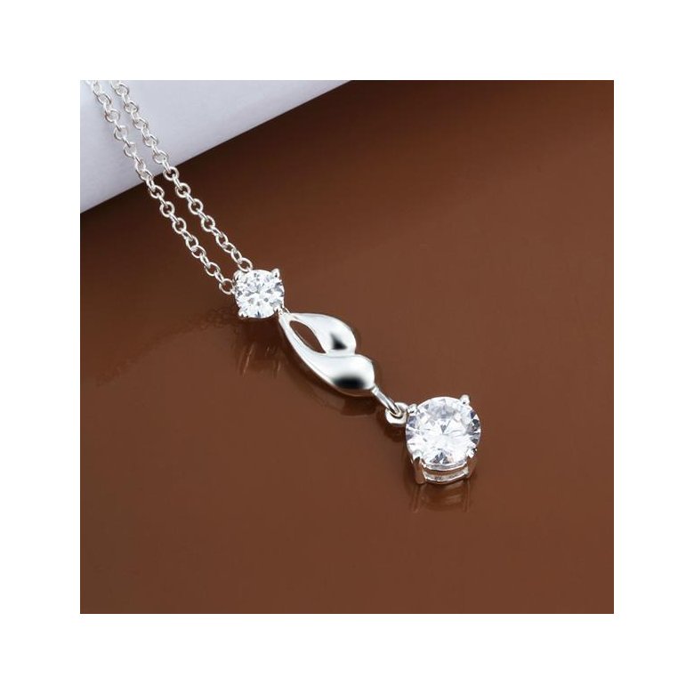 Wholesale Trendy Blue White Zinc CZ Necklace TGSPN534