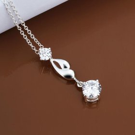 Wholesale Trendy Blue White Zinc CZ Necklace TGSPN534