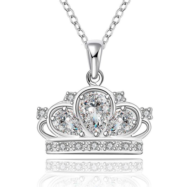 Wholesale Classic Silver Water Drop CZ Necklace TGSPN653