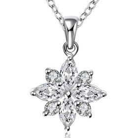 Wholesale Romantic Silver Plant CZ Necklace TGSPN659