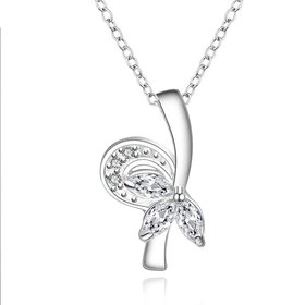 Wholesale Trendy Silver Plant CZ Necklace TGSPN664