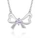 Wholesale Romantic Silver Bowknot CZ Necklace TGSPN683