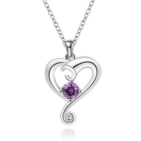 Wholesale Romantic Silver Heart CZ Necklace TGSPN686
