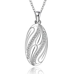 Wholesale Romantic Silver Round CZ Necklace TGSPN719