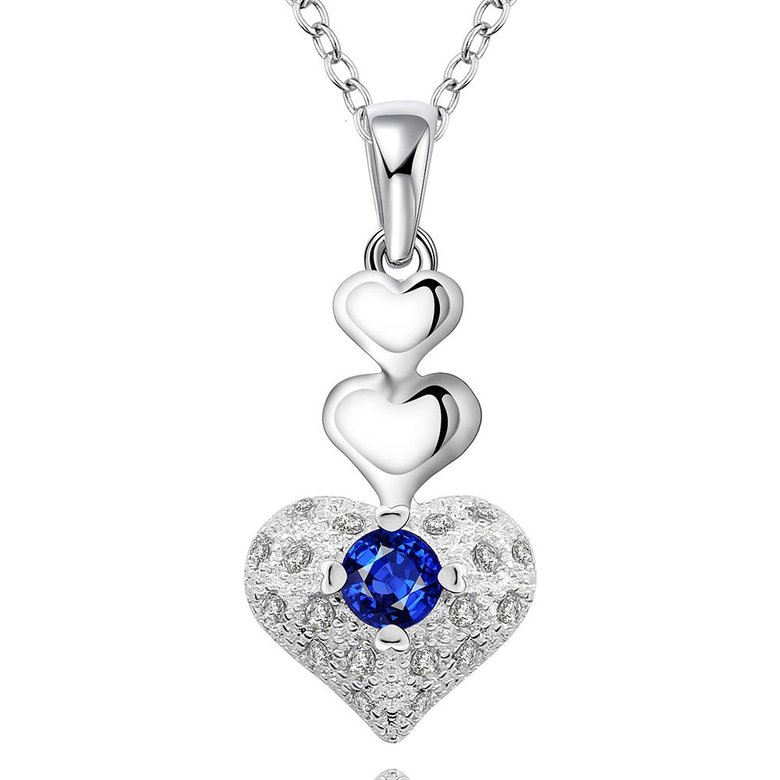 Wholesale Trendy Silver Heart CZ Necklace TGSPN764