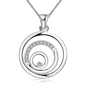 Wholesale Trendy Silver Round CZ Necklace TGSPN209
