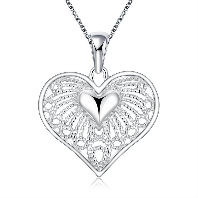 Wholesale Classic Silver Heart Necklace TGSPN244