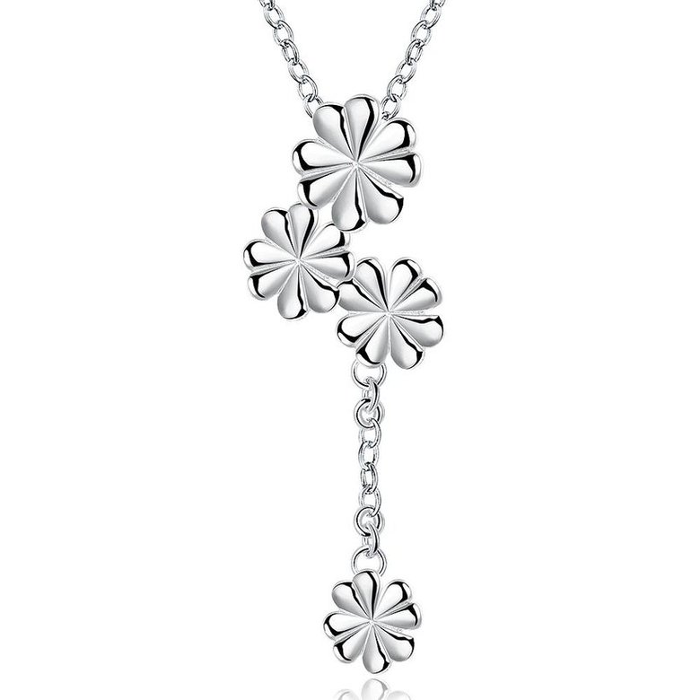 Wholesale Romantic Silver Plant Necklace TGSPN268