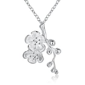 Wholesale Romantic Silver Plant Necklace TGSPN289