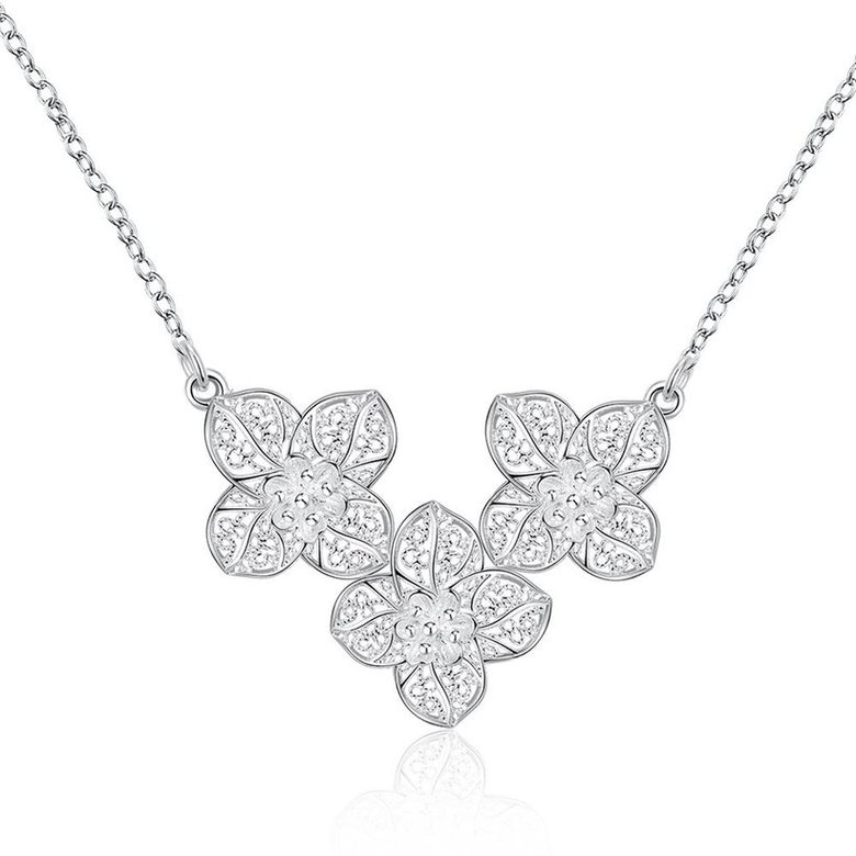 Wholesale Romantic Silver Plant Necklace TGSPN306