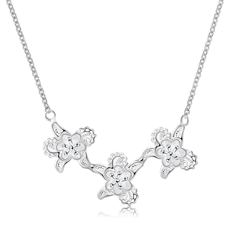 Wholesale Romantic Silver Plant Necklace TGSPN308