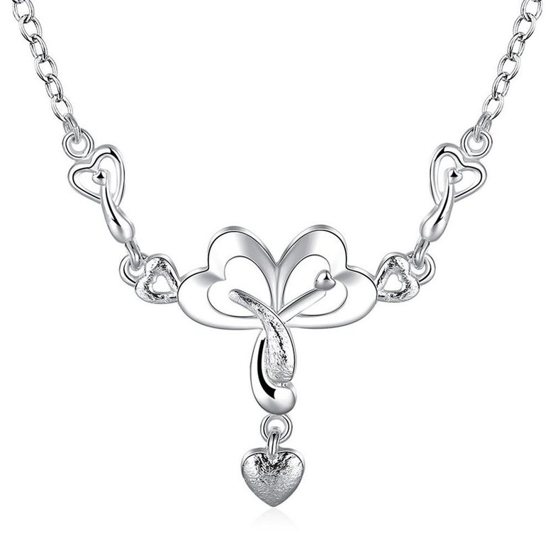 Wholesale Romantic Silver Heart Necklace TGSPN322