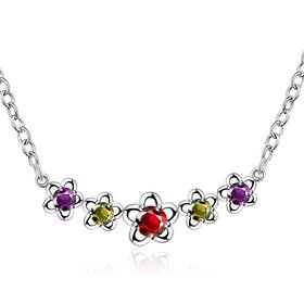 Wholesale Romantic Silver Star CZ Necklace TGSPN330