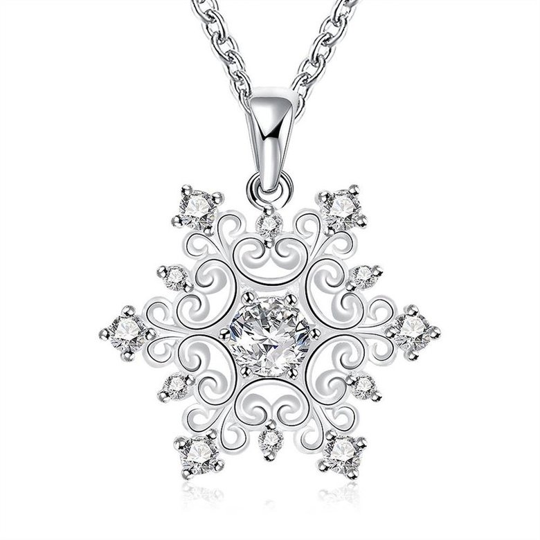 Wholesale Classic Silver Geometric CZ Necklace TGSPN335