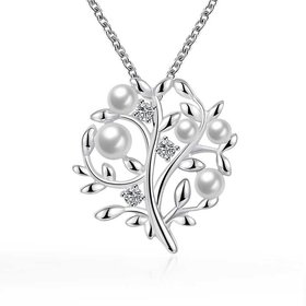 Wholesale Trendy Silver Plant CZ Necklace TGSPN391