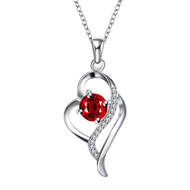 Wholesale Romantic Silver Heart Glass Necklace TGSPN594