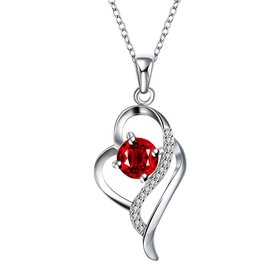 Wholesale Romantic Silver Heart Glass Necklace TGSPN594