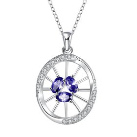 Wholesale Classic Silver Round Glass Necklace TGSPN623