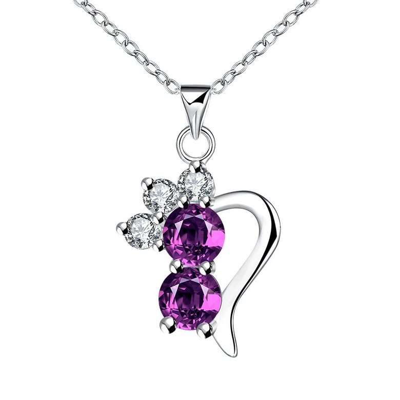 Wholesale Romantic Silver Geometric CZ Necklace TGSPN726