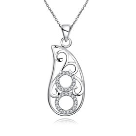 Wholesale Classic Silver Geometric CZ Necklace TGSPN771