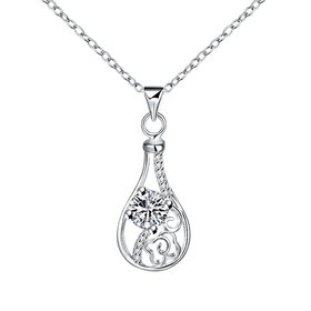 Wholesale Trendy Silver Geometric CZ Necklace TGSPN042