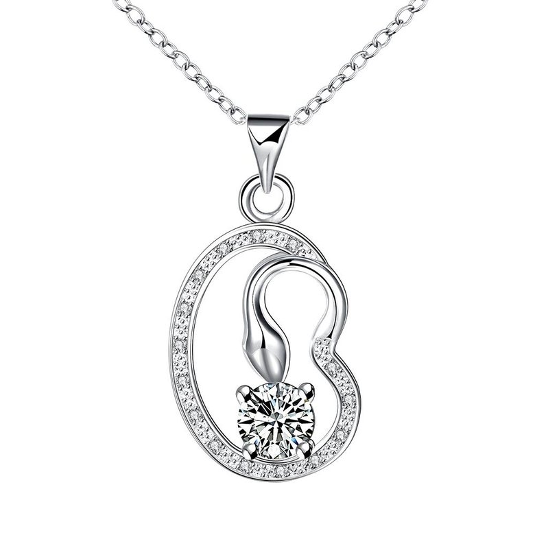 Wholesale Classic Silver Plant CZ Necklace TGSPN057