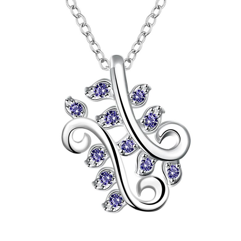 Wholesale Trendy Silver Plant CZ Necklace TGSPN083