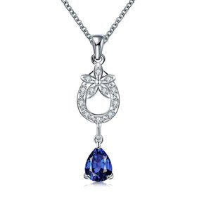 Wholesale Romantic Silver Water Drop Glass Necklace TGSPN102